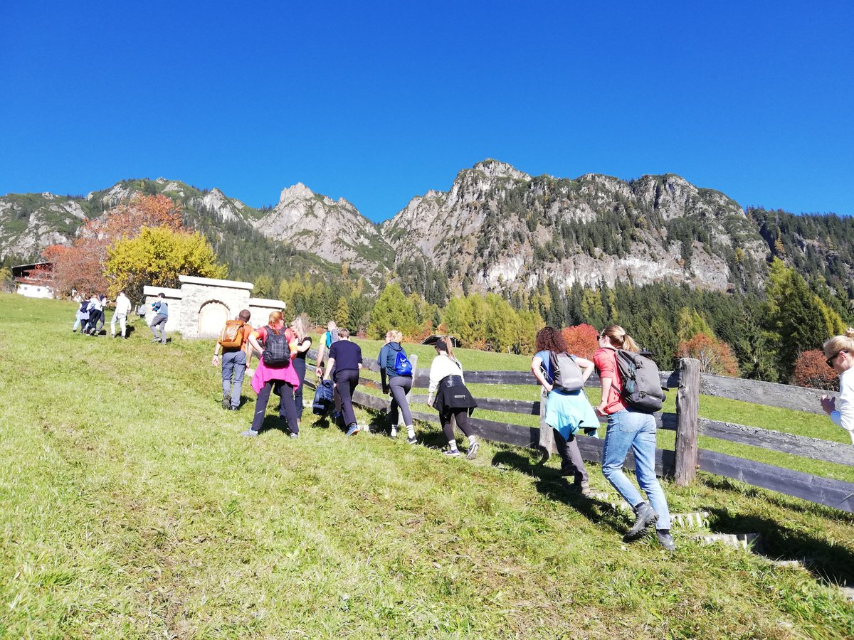crc1371's tweet photo. We are thrilled to welcome our #CRC1371 members and collaborators to our Annual Retreat in Alpbach. Dirk Haller is beginning the first session as energetic as the group started yesterday's hike. Looking forward to three exciting days. https://t.co/FCkE6yKsPU