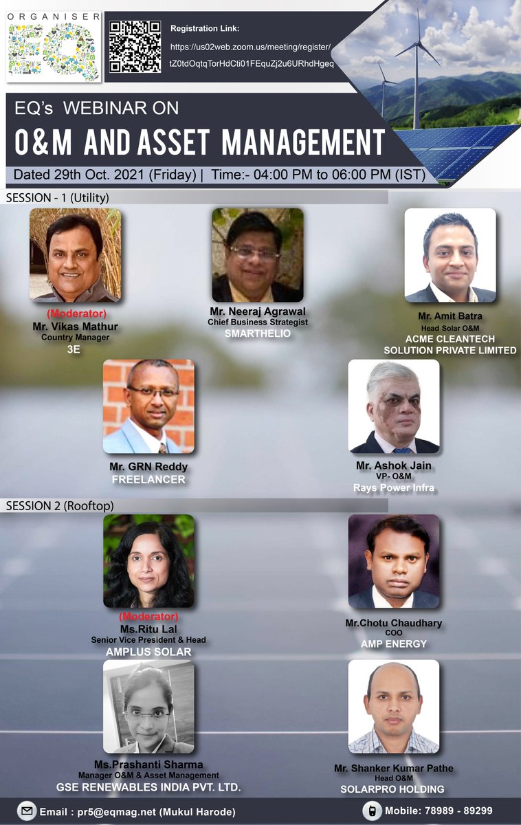 EQMagPro's tweet photo. EQ Webinar on on “Asset Management, O&amp;M of Solar Power Plants” on 29th Oct. 2021 (Friday). From 04:00 PM IST Onwards….Registered Now !!!
https://t.co/BN62CVqFI3
3e @GreenMiners1 @RaysPowerInfra @SolarproHolding
#EQ #Webinar #solarpower https://t.co/sezUgCfqLf