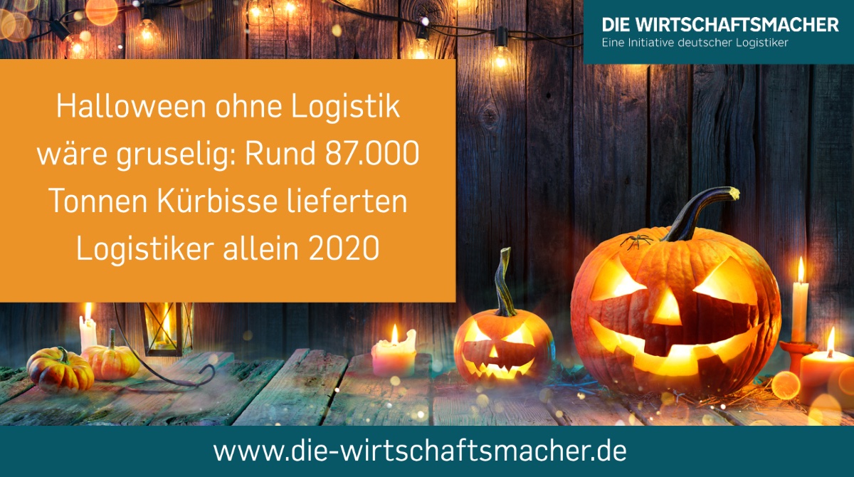 Halloween 🎃 steht vor der Tür: 2020 ernteten Bauern in Deutschland rund 87.000 Tonnen Speisekürbisse, die von der #Logistik rechtzeitig zur Halloween-Zeit in den Lebensmittelhandel gebracht werden. Vor zehn Jahren waren es noch halb so viele 😮! #keinTagOhneLogistik