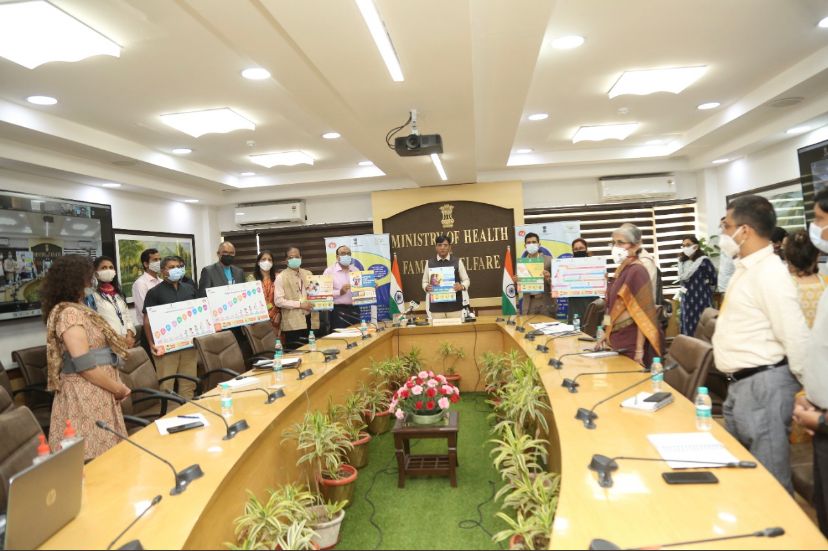 Vaccinate4Life's tweet photo. Hon’ble Union Health Minister, Dr @mansukhmandviya, releasing the communication package for #PCV  on the occasion of celebration of Nation-wide Rollout of PCV vaccine under the Universal Immunization Programme (UIP) of India.
#ImmunizeEveryChild #LargestVaccineDrive https://t.co/mfzzjOHsmw