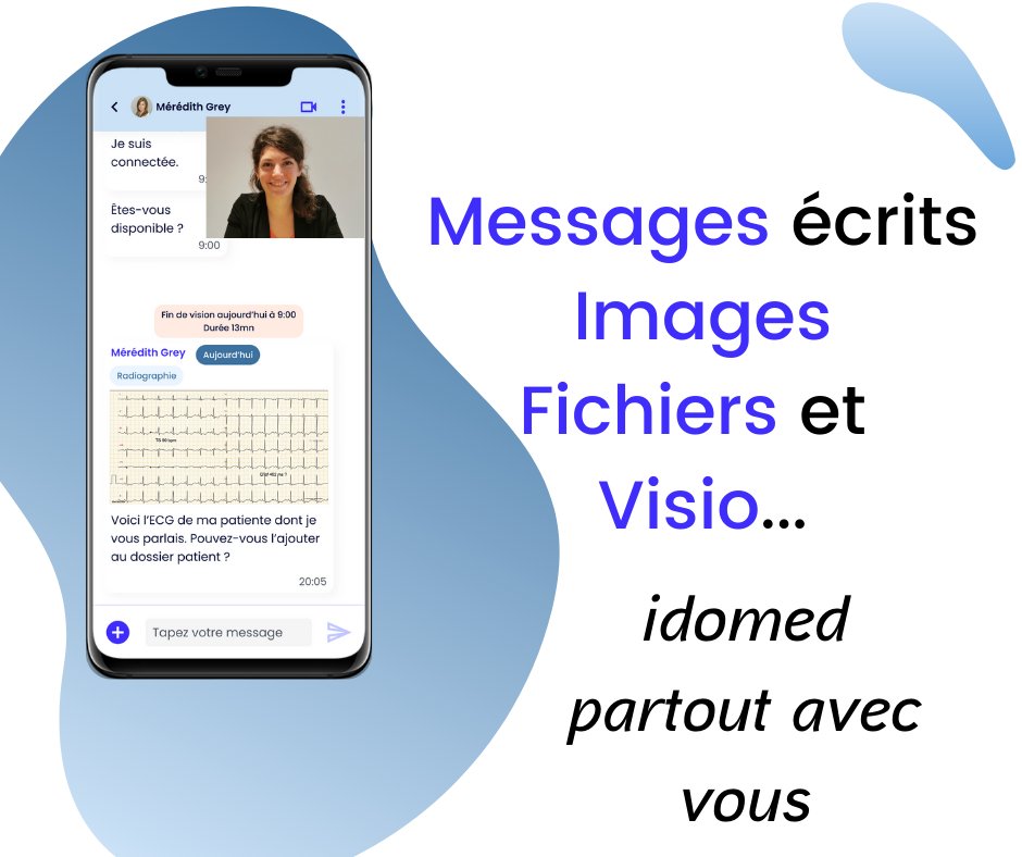 Pour les professionnels qui ont besoin de tous les formats, sans se poser de question... <a href="/idomedTLM/">idomed - Messagerie instantanée de santé</a>  vous permet de partager messages écrits ou audio, photos, fichiers pdf en plus de la visio !