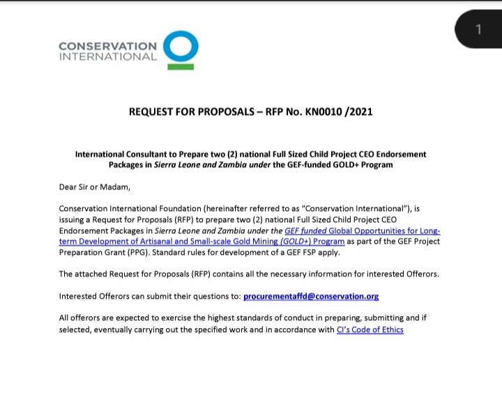 📢 Request for Proposals: Consultancy to Prepare Two (2) National Full-Sized Child Project CEO Endorsement Packages in Sierra Leone and Zambia under the Global Environment Facility (GEF)-funded GOLD+ Program. 

Download RFP here: vitalsigns.org/blog/request-p…