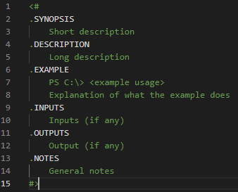 patrickmaur3r's tweet image. The PowerShell Basics. How to add help to your PowerShell Scripts? Just type help (or Comment-Help) in Visual Studio Code and choose “Comment-Help”. 😉 #PowerShell #Basic #LearnPowerShell #VisualStudioCode