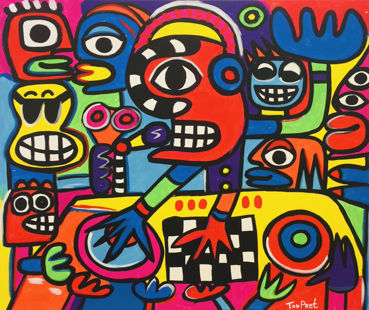 TonPret's tweet photo. New painting in the “Rock and Raw” style👨‍🎨 (120cm x 100cm) Dance party with dj Armin van Buuren, Tiësto and Martin Garrix: your favorits #arminvanbuuren #tiesto #martingarrix #art #music #business https://t.co/urSxiPZZzT