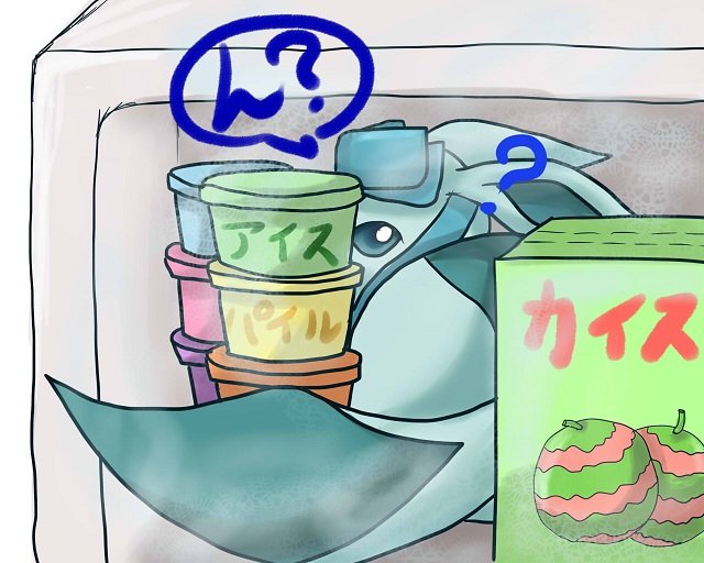 RpScantyScandal's tweet photo. Jen has found her way into readers freezer and is hiding behind icecream. 

(Don't worry she can go anthro for lewd). 
#MVRP #openrp #funrp #pokemonrp can be #nsfw #nsfwrp #lewdrp https://t.co/YEYMG7md62