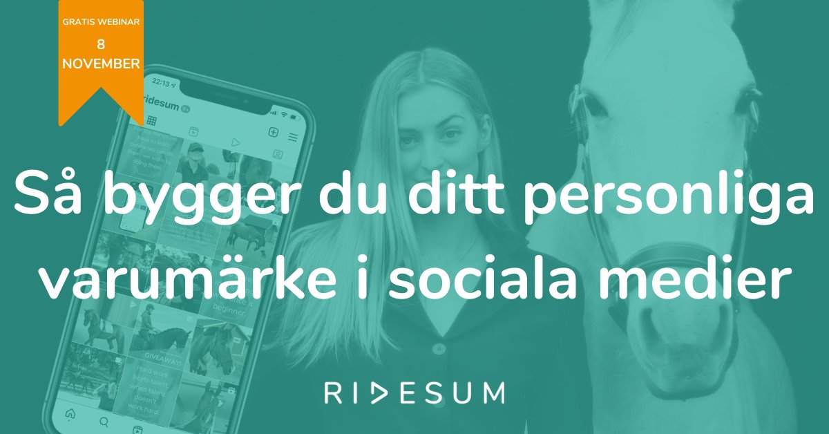 Hur bygger du ditt personliga varumärke i sociala medier? Ridsport är en engagerande bransch där man, med rätt strategi, kan bygga upp ett starkt personligt varumärke som på lång sikt blir ekonomiskt lönsamt. Anmäl dig till webinar: ridesum.com/webinar-sa-byg…

#ridsport #equestrian