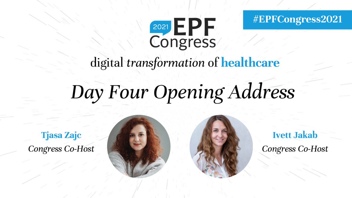 🔅Good morning and welcome to the final day of the #EPFCongress2021

🎙At 10:00 CET,  @zajctjasa and <a href="/mindthepatient/">Ivett Jakab</a> will set up the day as we prepare for sessions on Digital #HealthLiteracy, safer #digitalhealth and the European Health Data Space #EHDS.

🚀Get ready!