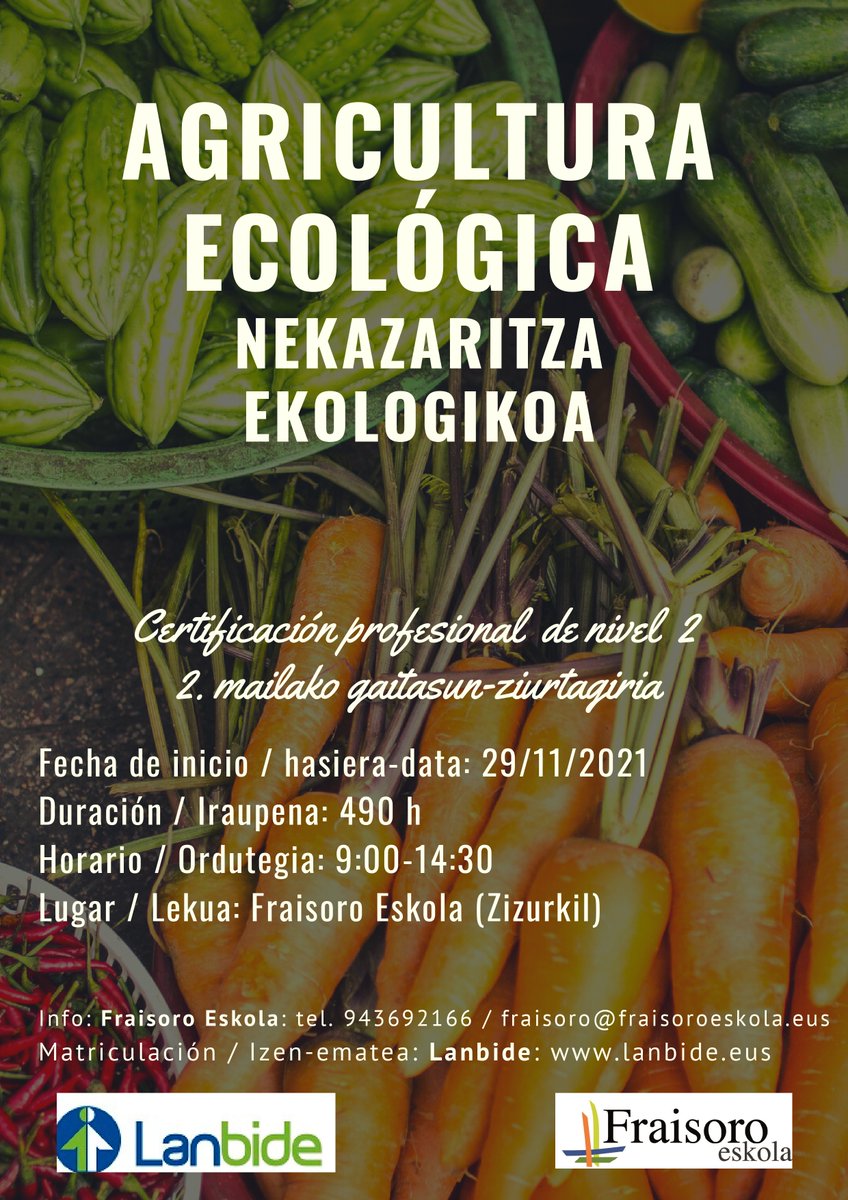 FraisoroEskola's tweet photo. Izena emateko epea urriaren 30ean hasiko da Lanbiden:  https://t.co/l1tkBQLJp6
El periodo de matriculación comienza el 30 de octubre en Lanbide.  https://t.co/KqWYwAE2jS
@lanbideejgv https://t.co/lHkWFuQ9wC