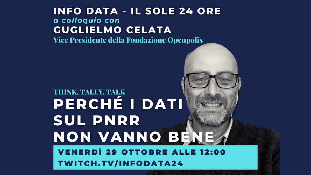 Venerdì 29 ottobre alle 12:00 siamo live su <a href="/Twitch/">Twitch</a> con <a href="/guille/">guille</a> <a href="/openpolis/">openpolis</a> per discutere di politica, politici e Pnrr twitch.tv/infodata24 <a href="/sapomnia/">Riccardo Saporiti</a> <a href="/lucatremolada/">Luca Tremolada</a>