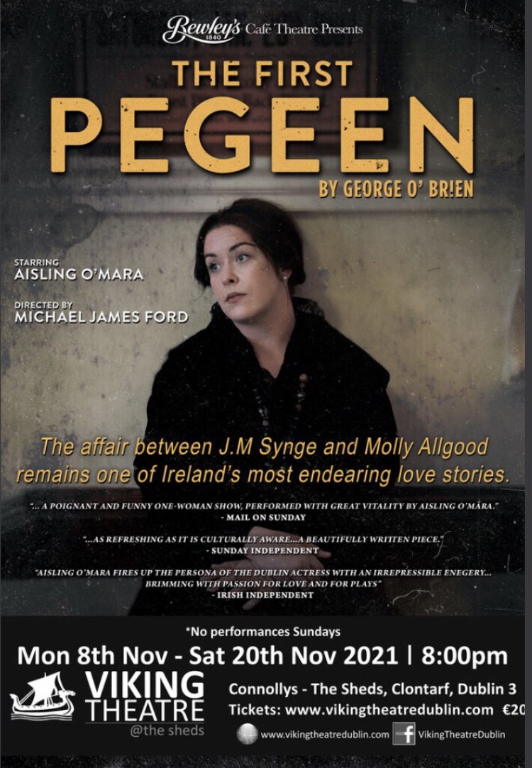 Hi folks, we are up and running!! 🎭 Our next show THE FIRST PEGEEN tells of the love affair between J M Synge &amp; his leading lady Molly Allgood #AislingOMara “Synge‘s Pegeen brought vividly to life…with an  irrepressible energy.” Irish Independent vikingtheatredublin.com 8-20Nov