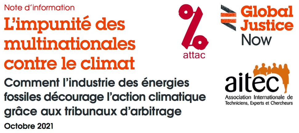 AitecIPAM's tweet photo. [NOUVELLE PUBLICATION]

Alors que la #COP26 va débuter, @AitecIPAM @attac_fr &amp; @GlobalJusticeUK dévoilent que 5 entreprises de l’énergie poursuivent des Etats pour leur politique climatique en leur réclamant 18 milliards de dollars de compensation
➡️ https://t.co/udni6A6IOF https://t.co/oN2icpxLX7