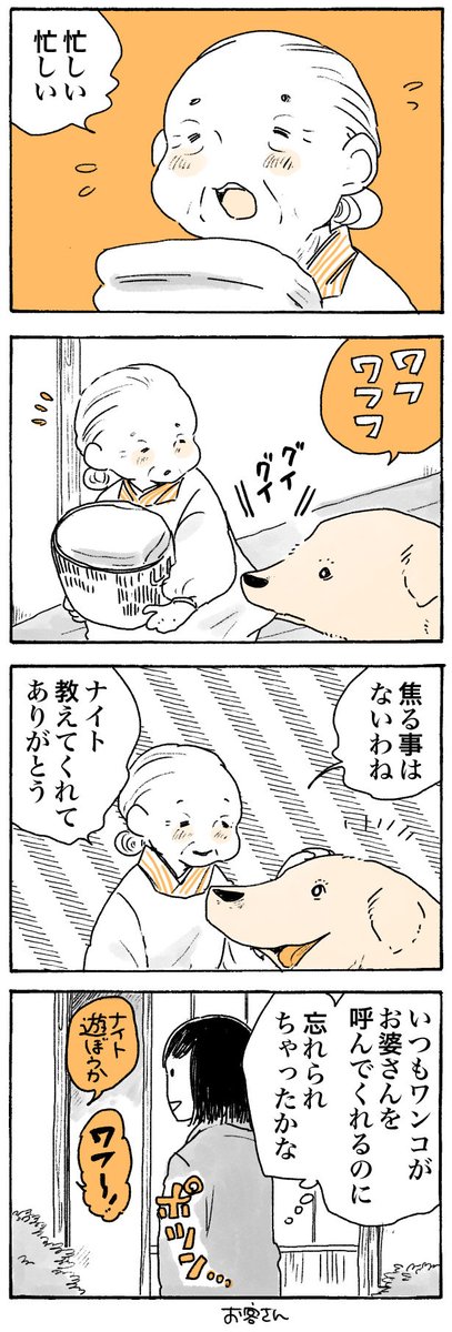 耳の遠い 姫ばあちゃんのかわりに玄関対応をするお利口ナイト🐶

#姫ばあちゃんとナイト
(単行本発売中!!) 