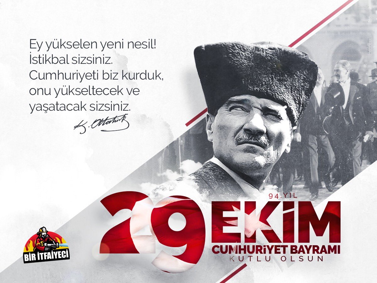 Cumhuriyetimizin 98. yılını kutladığımız bu günlerde, geleceğe büyük bir ümit, inanç ve gayretle yürümek azmi ve de kararlılığı dileğiyle. “Cumhuriyet Bayramınız Kutlu Olsun”
