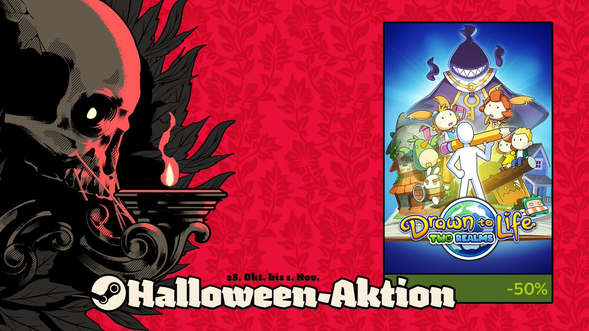505GAMESGermany's tweet photo. Für zwischendurch, was zum Entspannen! 🎃💀
Im Steam Halloween Sale sind einige unserer Games drastisch reduziert. Drawn to Life: Two Realms bekommt ihr aktuell mit -50% Rabatt.
➡️https://t.co/HjTCNumLGU
#Steam #Halloweensale #505games #DrawnToLifeTR https://t.co/xiTCA3dlnj