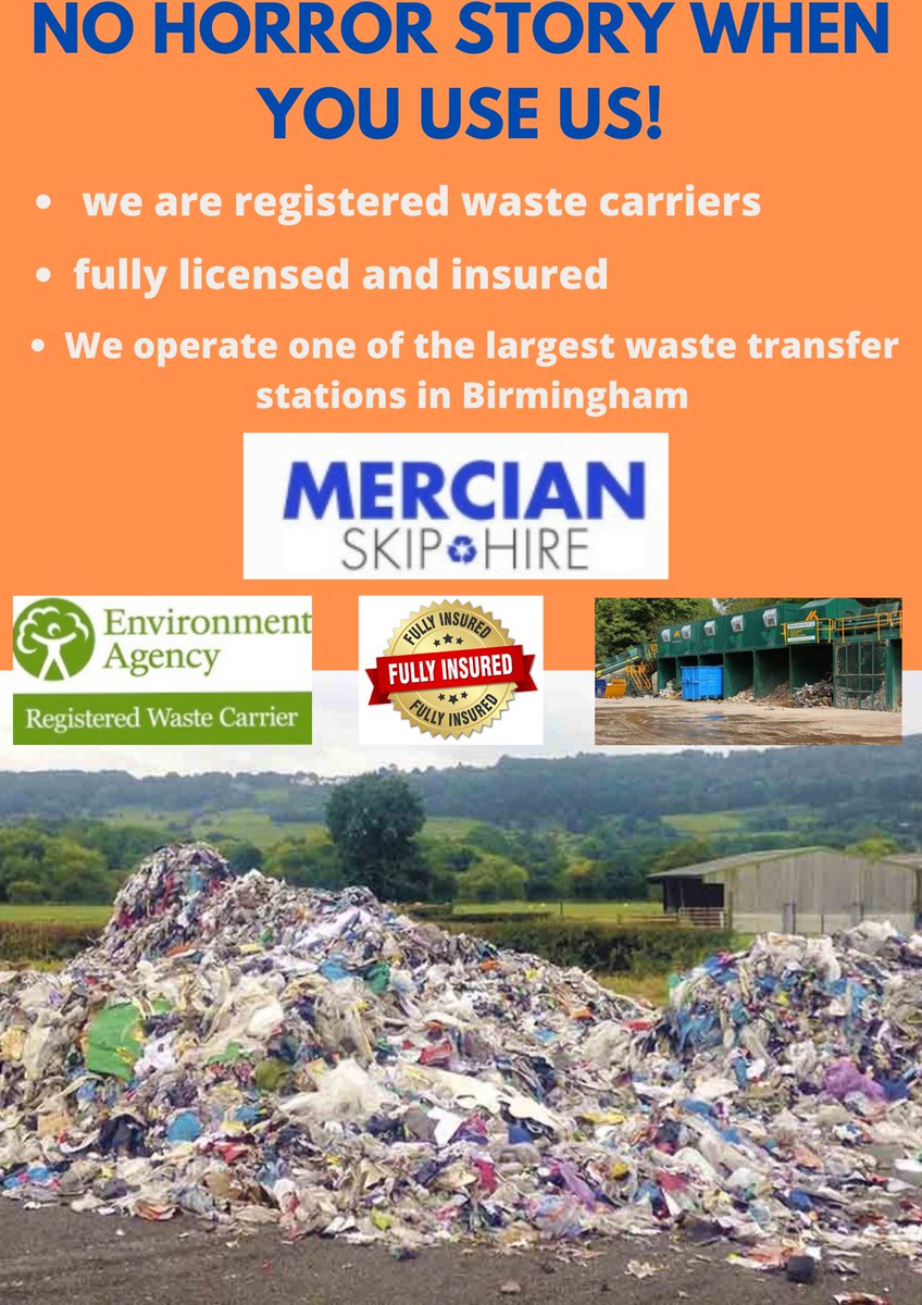 🎃  some friendly advice from us at Mercian skip hire/Mercian recycling limited 🎃 

Fly tipping both small scale and commercial scale is on the increase.

Do your checks on your waste management company

Wether you are using a 

man and van service

Skip hire

Tipping facility