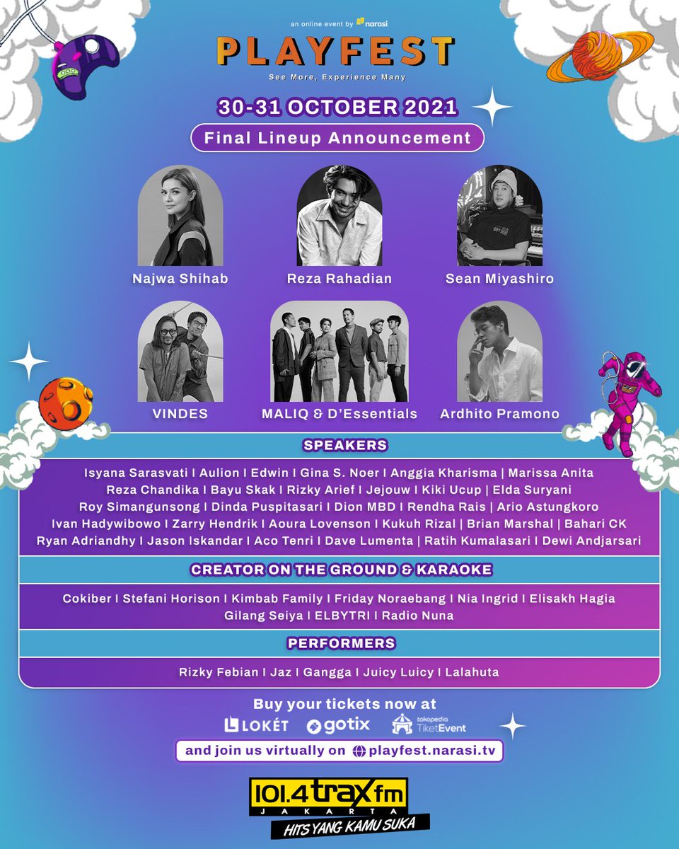 TraxJKT's tweet image. PLAYFEST DATENG LAGI!!!🥳🙌🏻

Virtual event yang diadain sama Narasi ini bakal berisi obrolan yang insightful, music performance, screening film sampe virtual art gallery!  

🗓️30-31 Oktober 2021 
💻&amp;amp;🎟️ playfest.narasi.tv

#Playfest2021 #MoreVirtualExperience #Narasi