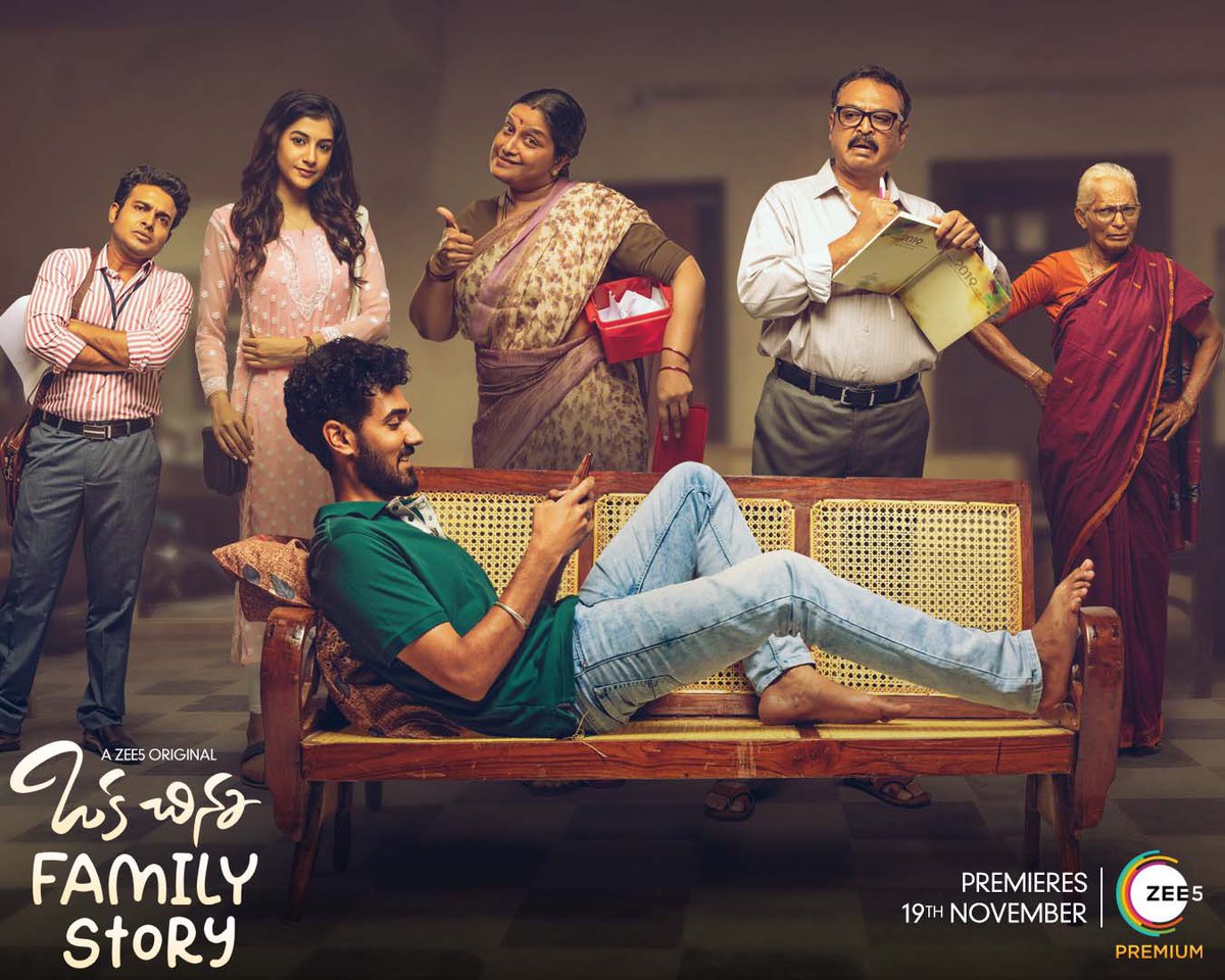 Revealing #OCFS ! It’s #OkaChinnaFamilyStory a #ZEE5Original Premieres 19th November only on #ZEE5.

#OCFSFirstLook #OkaChinnaFamilyStoryOnZEE5 #PremieresNov19th #ZEE5Originals
@ZEE5Telugu 
#SangeethShobhan #SimranSharma #MaheshUppala @ItsActorNaresh @RajeevCo @getupsrinu3