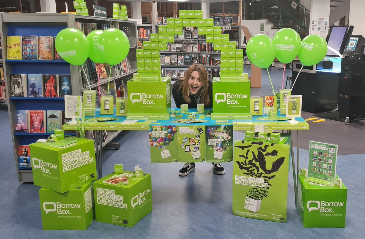 BarnetLibraries's tweet photo. Check out Chipping Barnet libraries' @BorrowBox display. Love the giant 'headphones' you can pose with! 

Download all the latest eAudiobooks on our #Borrowbox app: https://t.co/TEZOnQJ8kn #BorrowBoxBranchDisplay #SharetheChange #discoveryourlibrary https://t.co/kEXyjWZPIt
