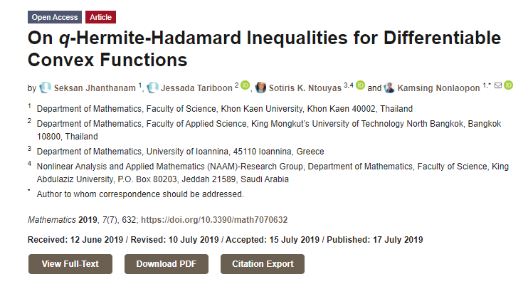 MathematicsMDPI's tweet photo. #Mathematics #highcited Article "On q-Hermite-Hadamard #Inequalities for Differentiable #Convex Functions" 
Has been cited 26 times.

#derivative #integral #convexfunction

https://t.co/fgyIn4jBc0

@MDPIOpenAccess https://t.co/BPln9hFMhT