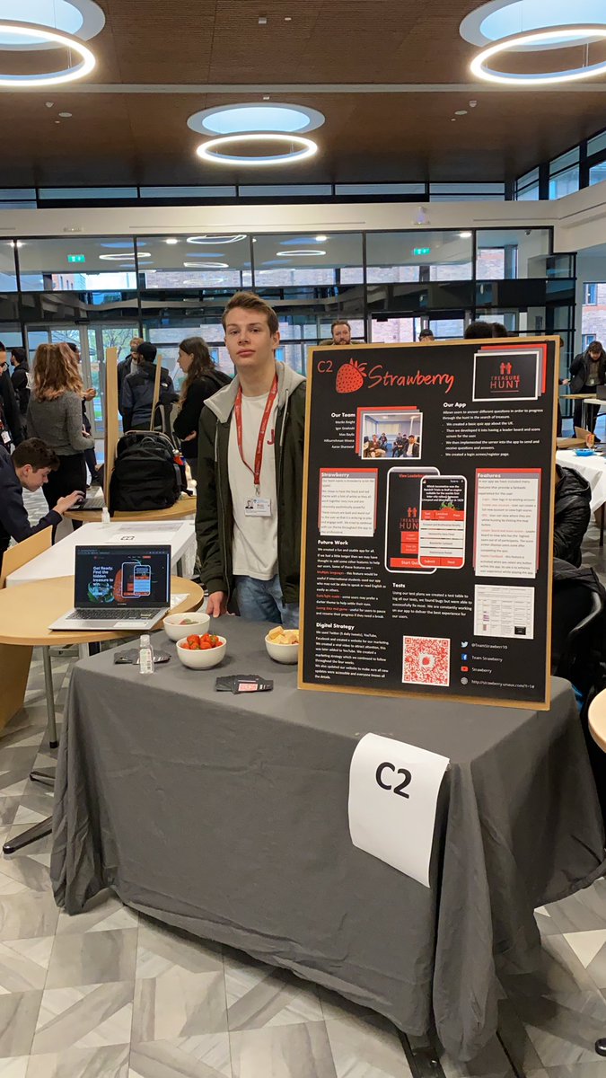 TeamStrawberr's tweet photo. Ready to welcome everyone to showcase our app! These past 4 weeks have all lead up to this moment! #TreasureHunt #Computing4WC #hardworkpaysoff @UCLanComputing ~ MB https://t.co/DdUY5k4kzX