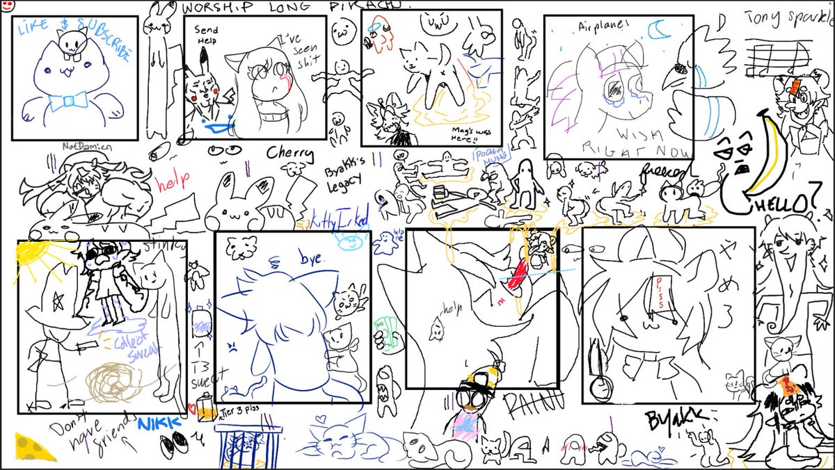 Here are the spoils from yesterdays debut stream!
My advice to you kids is don't ever have friends because this is all we draw together 😂😂
@acidicchoArts @RainuRaiju @kittyIrked @mefreeced @pockamune @NotDamienArt @tsuntsun_baka