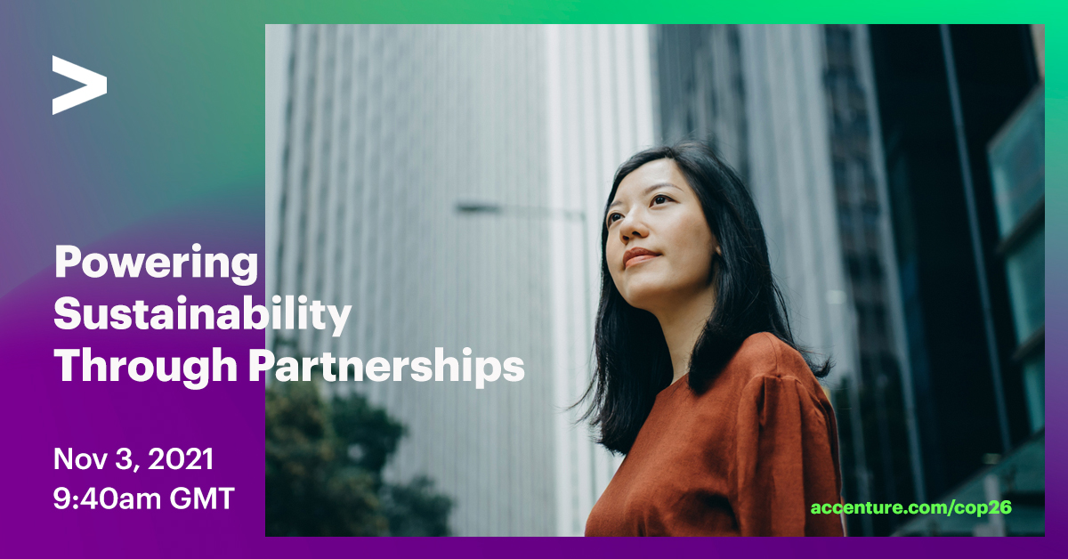 #COP26 represents a pivotal moment to help build a #sustainable future for all. Join me at this critical #ClimateChange conference for my session—'Powering sustainability through partnerships', on Nov 3, 9:40 am GMT. Register here: accenture.com/gb-en/about/ev…