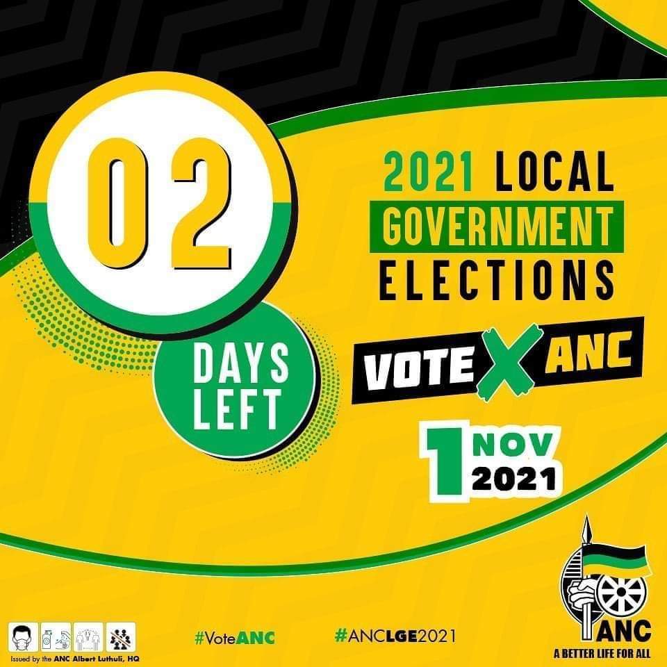 Two days to go to #LGE2021 ANC throughout the country is intensifying its Final Push. 
<a href="/Jamilogy/">Ayanda Jam</a> 
<a href="/pearlido/">Pearly-Pearl</a> 
<a href="/tassarawilson/">Tasara W Makamure 🇿🇼🇿🇦</a> 
<a href="/Amanda_Tshemese/">Amanda Tshemese❤️</a> 
<a href="/TitoMzamo/">Tito Mzamo</a> 
<a href="/aliasjustq/">Tefo Mphuthi</a>