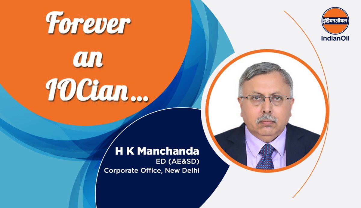 IndianOilcl's tweet photo. Mr H K Manchanda in his sparkling career spanning 32 years in the oil industry, has handled some key portfolios in the field of R&amp;D, Gas business, Alternative Energy &amp; Sustainable Development. As he embarks on a new journey, we wish him all the best. #ProudToBeAnIOCian https://t.co/tMkuNc1rtq