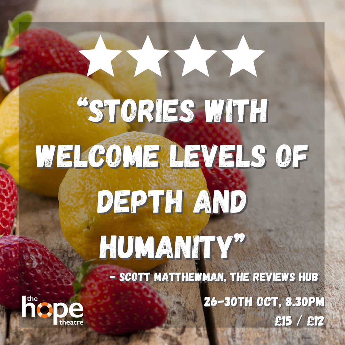 Ragged Foils Productions (@raggedfoils) on Twitter photo Just two chances left to see our ⭐️⭐️⭐️⭐️rated performance of Jam Tart/Lemon Kurd at @thehopetheatre - tonight and tomorrow at 8.30pm
Tickets available for both shows from thehopetheatre.com/productions/ja… Just two chances left to see our ⭐️⭐️⭐️⭐️rated performance of Jam Tart/Lemon Kurd at @thehopetheatre - tonight and tomorrow at 8.30pm
Tickets available for both shows from thehopetheatre.com/productions/ja…