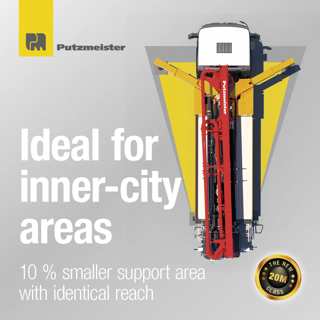Putzmeister's tweet photo. Setting up the new 20 m class in the smallest of spaces? No problem, thanks to the infinitely variable TRC support with endless positions.
Learn more now at: https://t.co/sQLFuakXa0
#putzmeister #new2x #concretepumps #multitalents https://t.co/XdoookWo82