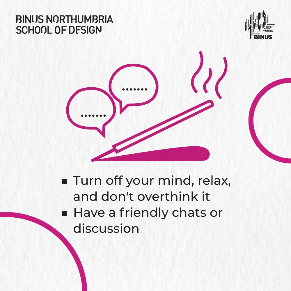 binusBNSD's tweet photo. Creativity block visits designers every once in a while, and when it happens, we don't really know what to do. So, how should we cope with creativity block?

Visit Our Website https://t.co/z8qhIJ0ksn https://t.co/8hoTS6bUIg