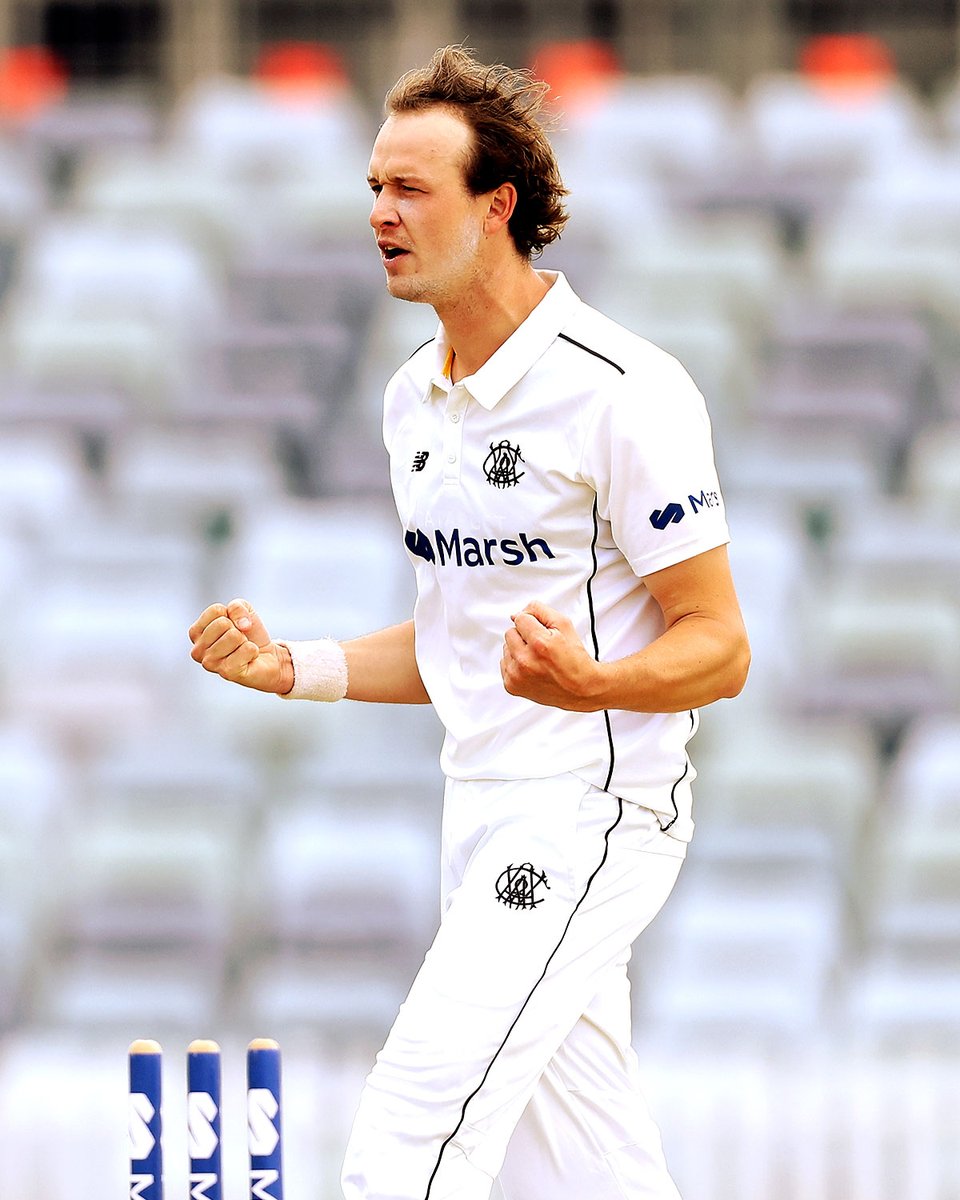 WACA_Cricket's tweet photo. Joelyyy!!! A 🖐  wicket haul for Joel Paris as he ripped through the Redbacks! 🕷️ That's his 5th First-Class 5-fa 🤩  #WESTISBEST #SheffieldShield https://t.co/uUCERWEsNd