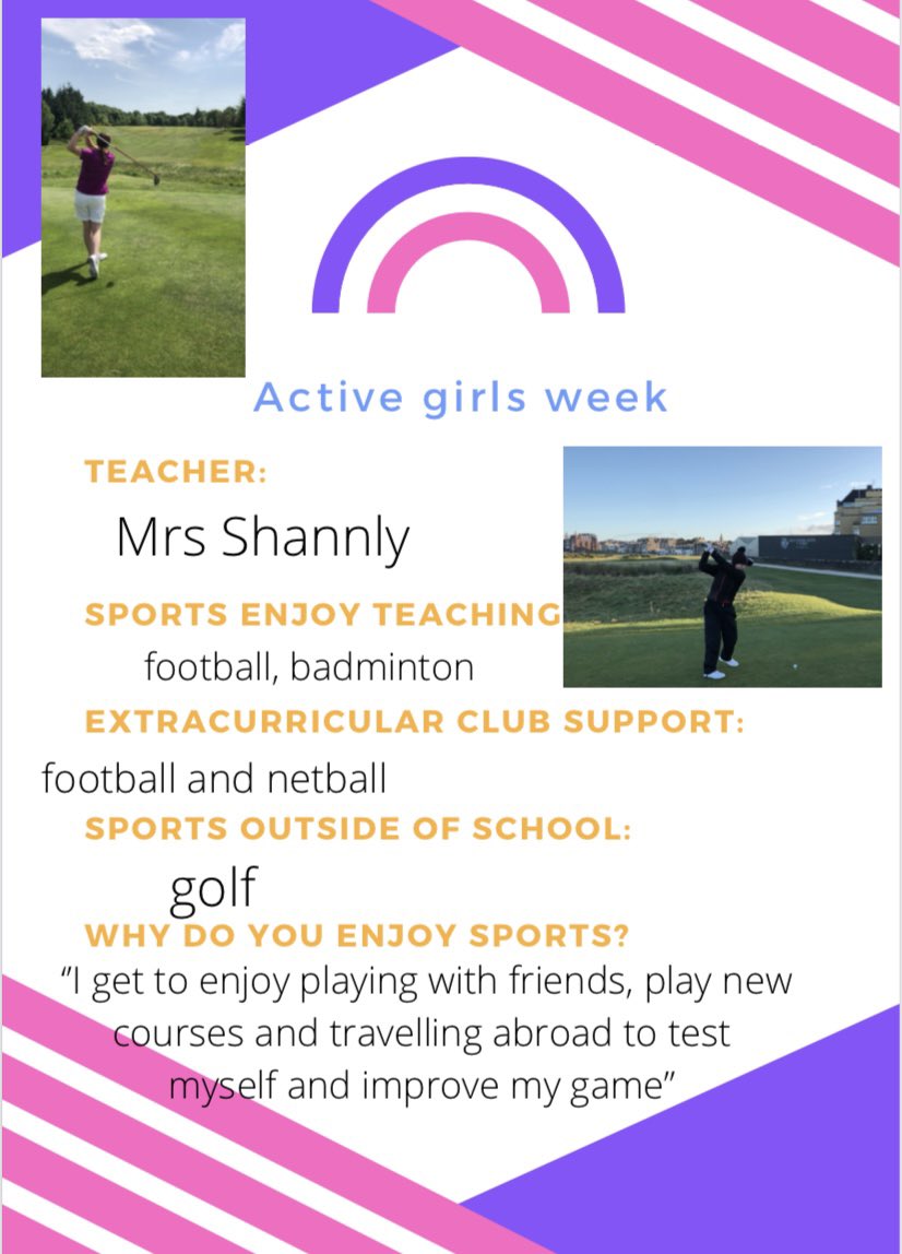 Celebrating #womeninsports and #girlsinsport @StModansHS @StModansPE Here is Mrs Shannly from our PE department sharing her sports experiences for #activegirls #SheCanSheWill @activestirling1 @ActiveSchoolStg @sportscotland @ClubSportStlg