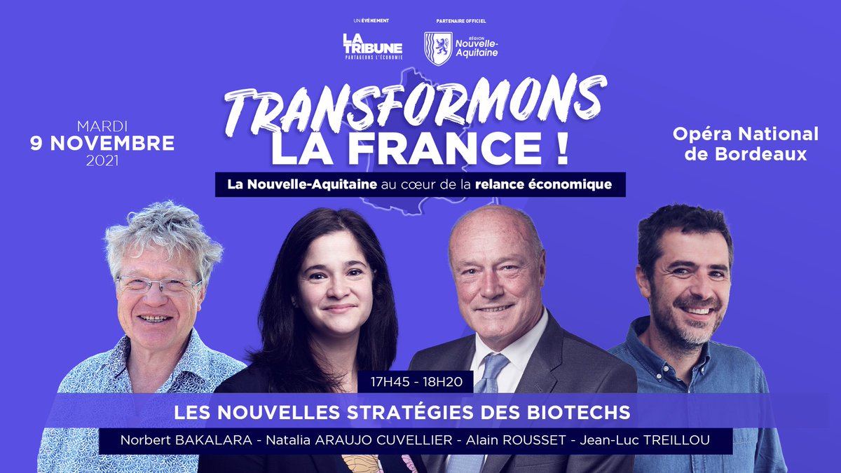 latribuneevents's tweet photo. #TLFBordeaux Une tournée nationale, on arrive en #NouvelleAquitaine ! Venez rencontrer les acteurs clés de la relance #economique, des #territoires
Le 09.11 à 17h à l’Opéra National de #Bordeaux Grand Théâtre
#tableronde3 Les Nouvelles stratégies #BIOTECHS
https://t.co/MdnDVGFpLv https://t.co/cSxYUedzcW