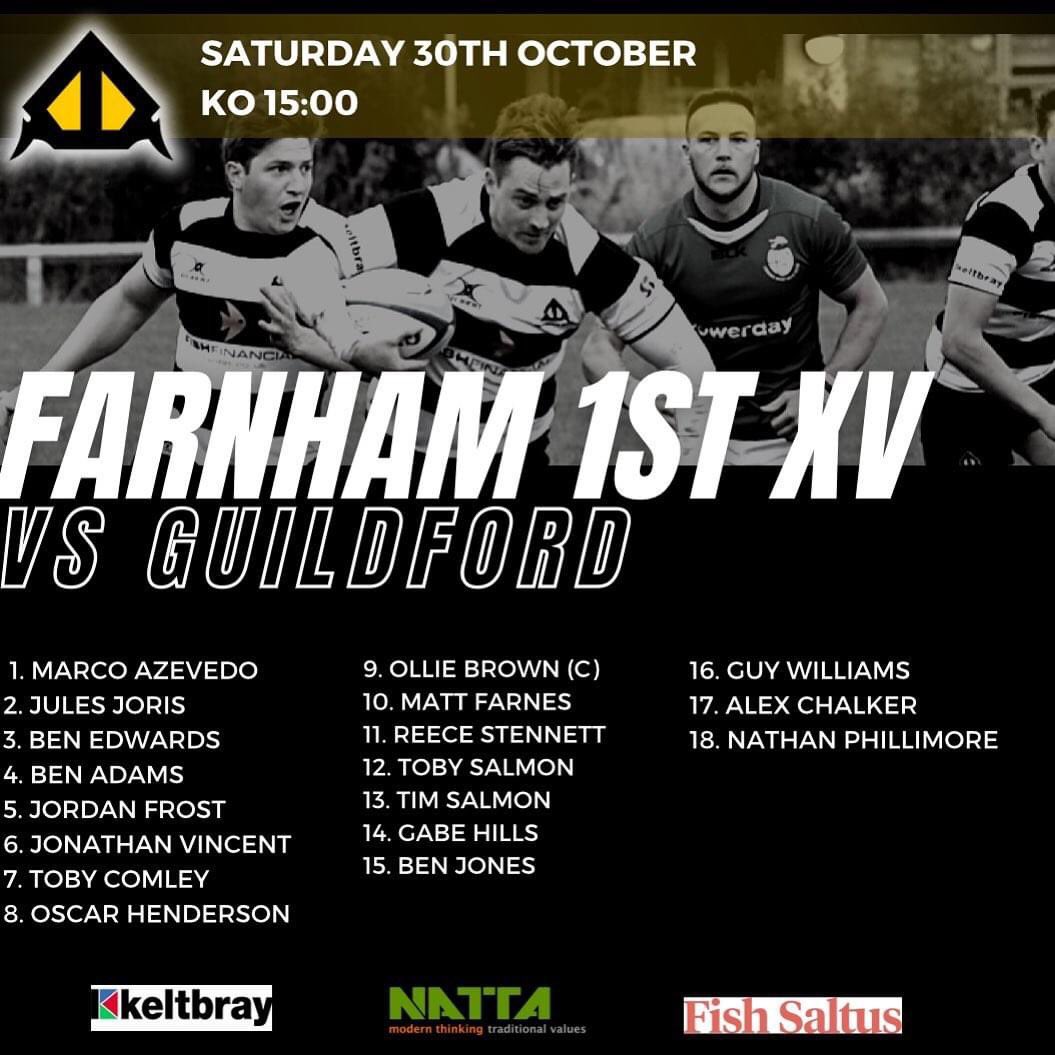 💥 Squad Announcement 💥

Another home game for our 1st XV against <a href="/guildfordrugby/">Guildford Rugby Club</a> 🎉

🏉 KO 1500
📍Farnham RUFC

#rugbylife #mensrugby #thebarisopen #comeandsupport #squadannouncement #rugby #farnhamrugby