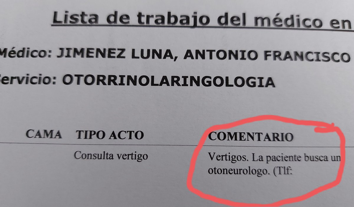 "La paciente busca un otoneurólogo".
No todo está perdido. Es importante saber buscar lo que se necesita.
 #otoneurologia 
<a href="/molivad/">Manuel Oliva</a> <a href="/Emilienko/">Emilio Domínguez</a> <a href="/IreneMrml/">Irene</a> <a href="/gtrinidadr/">Gabriel Trinidad</a> <a href="/SEORLCCC/">SEORLCCC</a> <a href="/LisBteamdizzy/">Lisa Burrows @lisbteamdizzy.bsky.social</a> <a href="/VestibularFirst/">Vestibular First</a> <a href="/LabyrinthitisR/">Vestibular Illness Advice & Support</a> @reedvestibular <a href="/VestibularNeuro/">Vestibular Neurology Research Group</a> <a href="/VestibularUK/">Vestibular Disorders' Community UK</a>
