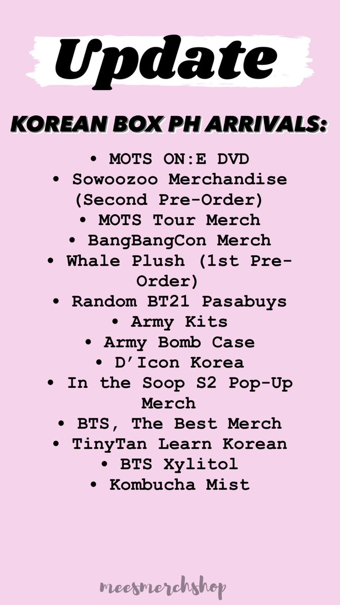 MeesMerchShop's tweet photo. List of items that arrived in our PH Address today! Gentle reminder to kindly settle your remaining balance. 

Thank you! 💜 https://t.co/SyI5YA7afJ