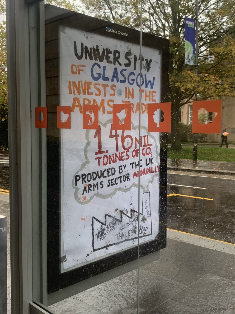The University of Glasgow still invests £3.1 million in 27 arms companies. #COP26Glasgow @GU_ADC