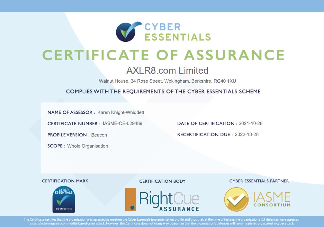 Axlr8Dev's tweet photo. We are excited to announce that we have passed our assessment for the current Cyber Essentials again this year!

We can highly recommend the detailed, professional prompt and practical approach of @rightcue Assurance. Thanks!

#cybersecurity #datasecurity #GPDR #cyberessentials https://t.co/lWGxlu8wXB