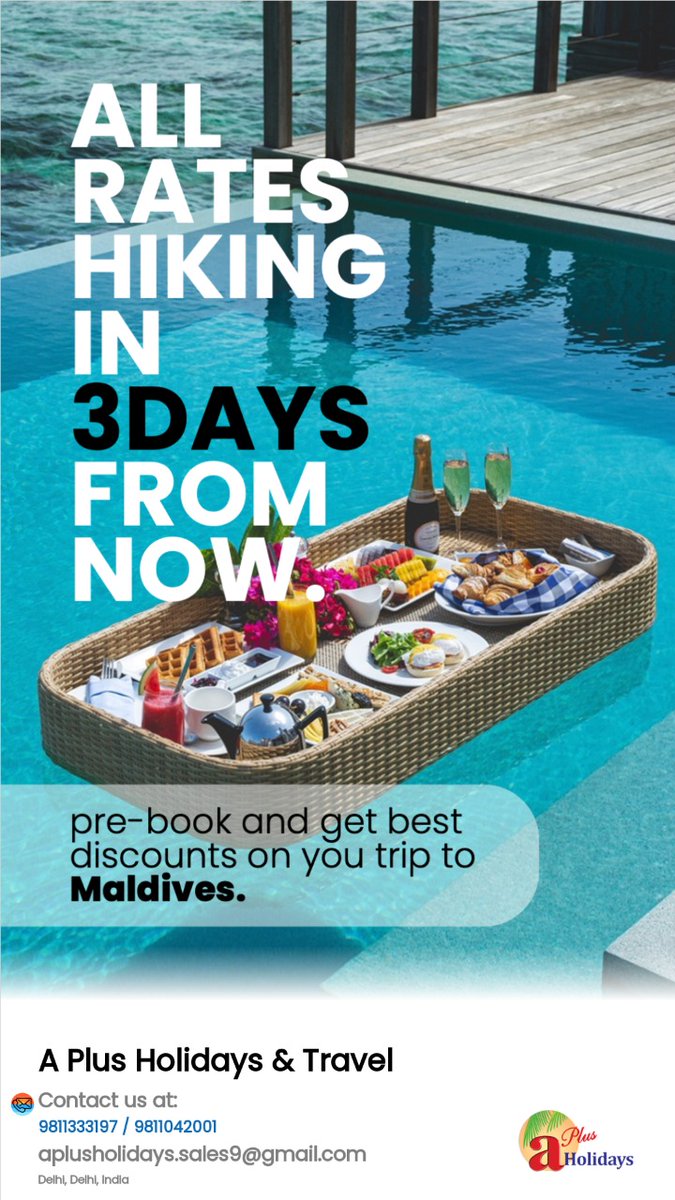 APlusHolidays's tweet photo. Honeymooners love to travel to a place that is meant for complete relaxation to mind, body, and soul. One such place is the Maldives. Contact APlus Holidays &amp; Travels @ +91-7827980700 to book your honeymoon package for the Maldives. 
#honeymooninmaldives #aplusholidaysandtravels https://t.co/TzIRcMrrXx