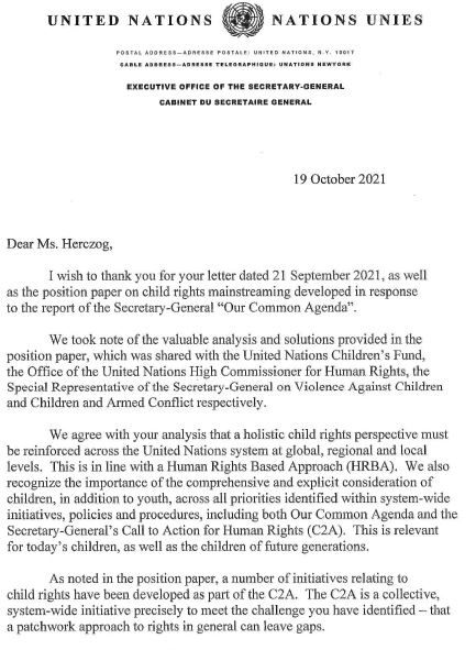 ChildRightsCnct's tweet photo. Milestone decision by @antonioguterres in response to our position paper: a Guidance Note on #CRmainstreaming is to be developed in the framework of the @UN C2A for #HumanRights! A key tool for a more systematic inclusion of #childrights across the system! https://t.co/bpEOhg2Srv https://t.co/R2Gifc37bM