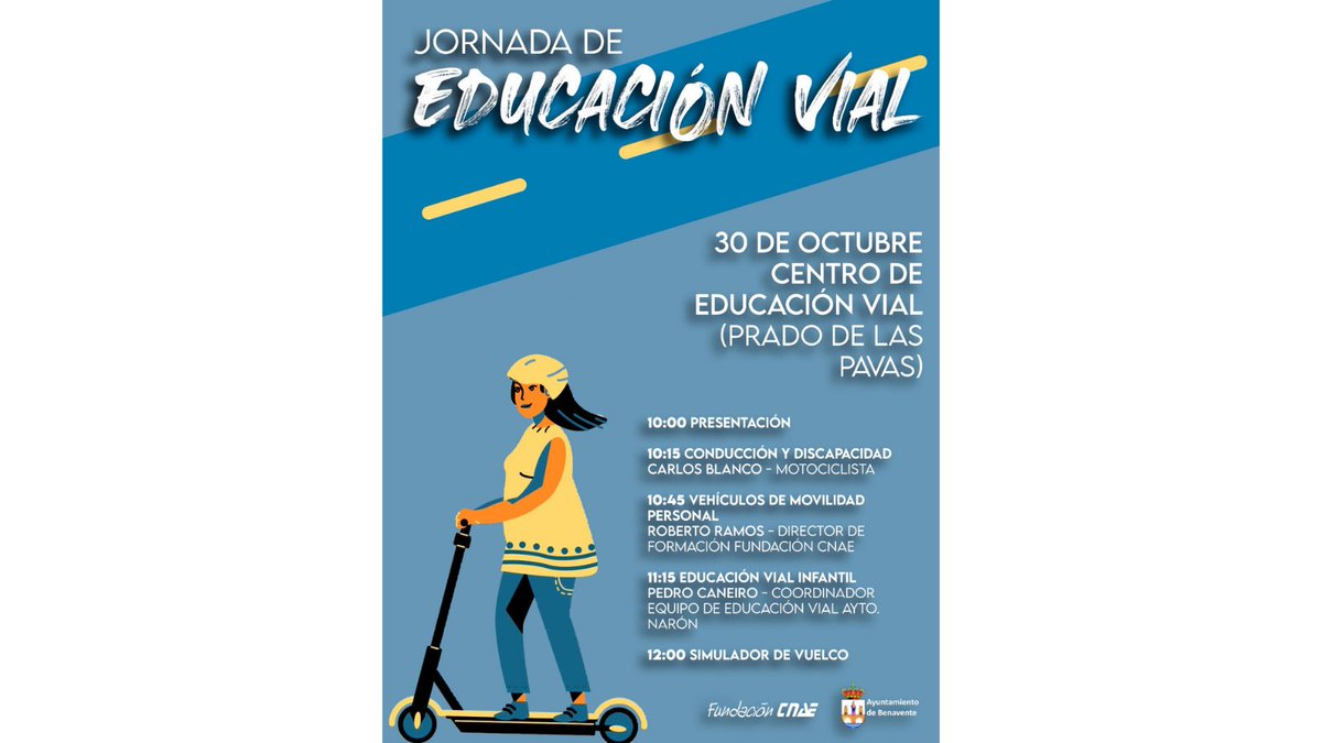 🚘<a href="/FundacionCNAE/">Fundación Confederación Nacional de Autoescuelas</a> colabora mañana en una jornada en el Centro de #EducaciónVial de Prado de Las Navas.

👤A las 10.45 h, Roberto Ramos, director de <a href="/FundacionCNAE/">Fundación Confederación Nacional de Autoescuelas</a>, impartirá una ponencia sobre Vehículos de Movilidad Personal (VMP).

🚸¡Te esperamos!