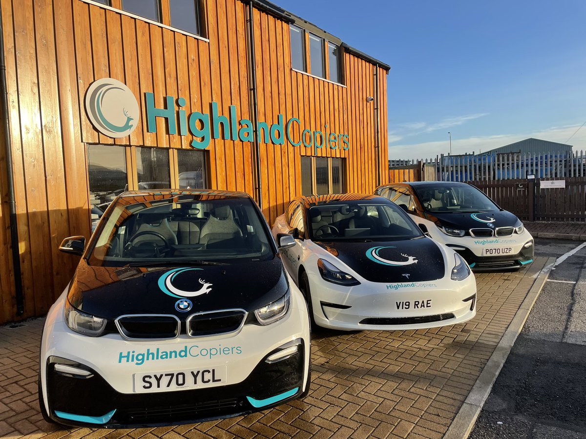 At Highland Copiers we think it’s important to continue to do our bit for the planet. We have continued our promise to move our entire fleet as they are due for renewal to all electric cars with the recent introduction of another fully electric vehicle…