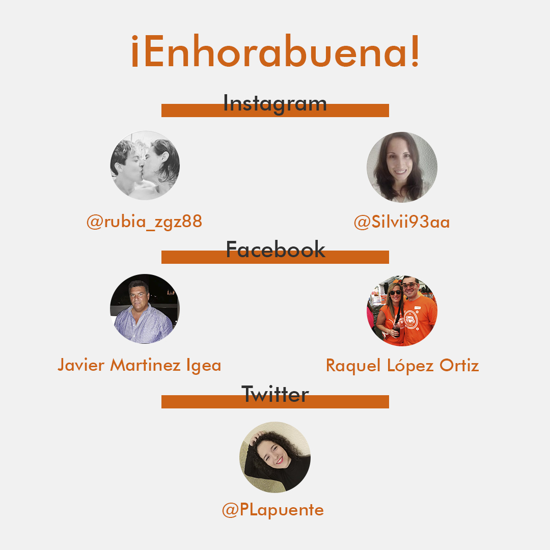 ¡Ya tenemos ganadores!
¡Enhorabuena a <a href="/PLapuente/">Pilar</a>, ganadora de Twitter! 
¡Ya puedes pasar por nuestras instalaciones para recoger tu premio!
¡Muchas gracias a todos por participar!