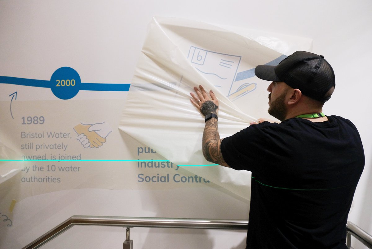 tgos_tweets's tweet photo. Happy Birthday to @BristolWater - 175 years old is quite the achievement! 
Here's some #BehindTheScenes shots of our fab new timeline being installed in their snazzy HQ this week; many thanks to the guys at N3 for all their hard work putting this in place 🙌 
#HappyBirthday https://t.co/meEpeCoRuq