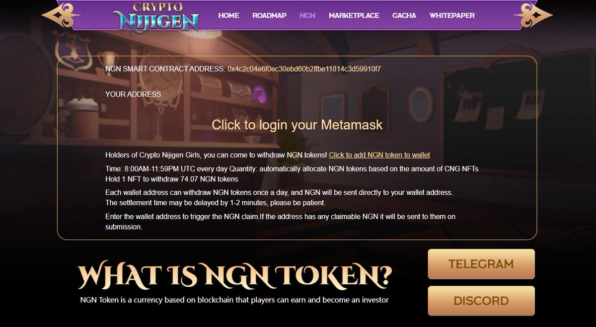 Members who own CNG #NFT , can click👉ngn.games/ngn 
Claim NGN tokens!

Members who do not have CNG NFT yet, can click👉ngn.games/gacha
Mint first, then claim NGN tokens!