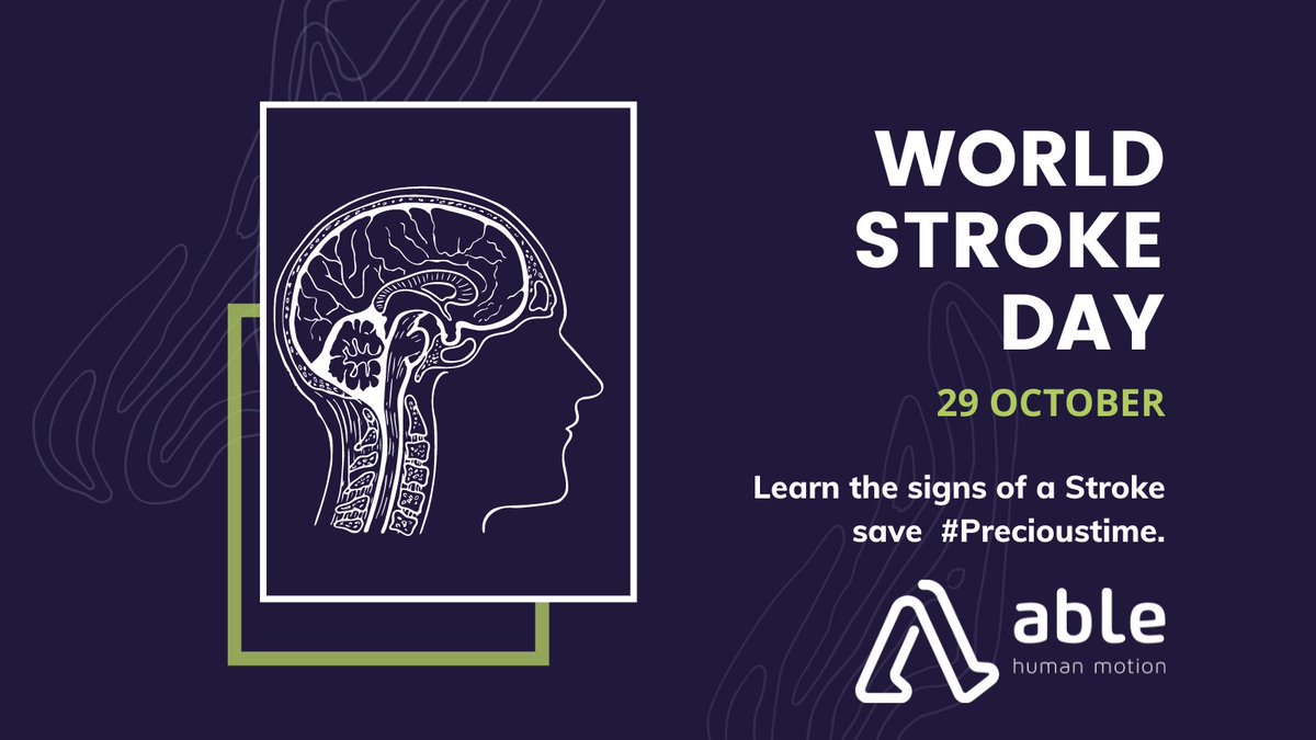 AbleHumanMotion's tweet photo. Hoy 29 de octubre se celebra el #DiaMundialDelIctus 
Desde #ABLE, queremos apoyar a todas las personas que han experimentado un #ictus y contribuir a #visibilizar la enfermedad. 
#WorldStrokeDay #Precioustime  #DiaMundialdelIctus #diamundialdelictus2021 #ablehumanmotion https://t.co/V70emWMazj