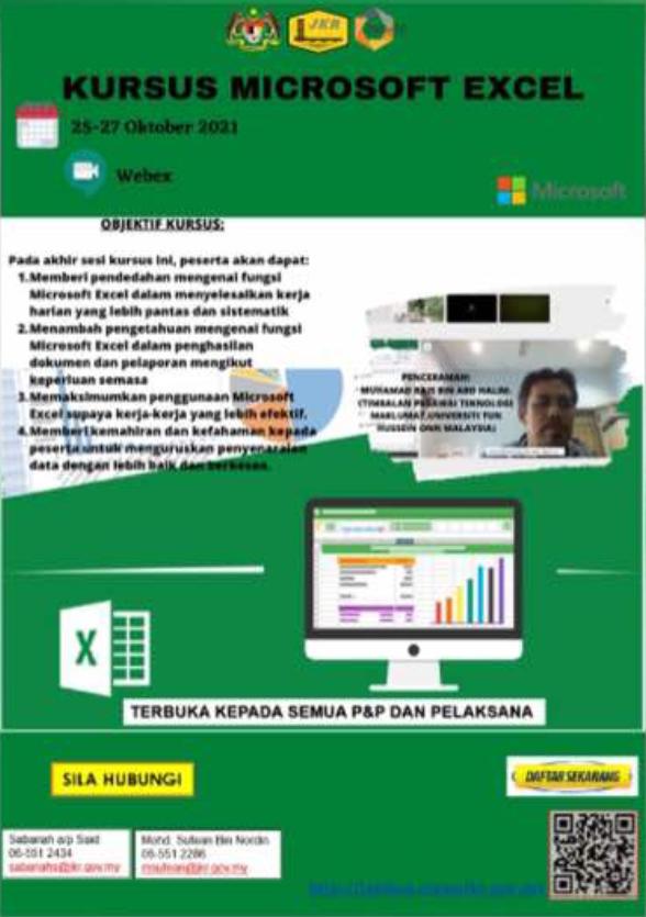 CREaTEJKR's tweet photo. Kursus Microsoft Excel Siri 2 bagi Kompetensi ICT dengan pelaksanaan kursus secara dalam talian (Webex).
@MOWorks
@JKRMalaysia
@IrZulkefly
@irahmadredza
@habbali_ibrahim
@AmranMohdMajid1
@razhiah https://t.co/xJmjwkddtN