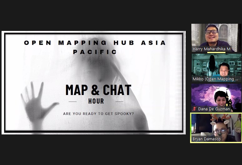 openmapping_ap's tweet photo. Happening now!! 
We are ready to get SPOOKY!! Come join us with spooky costumes &amp; backgrounds to #MapAndChat! https://t.co/WRGbvg9HGv