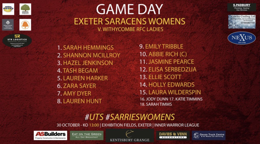 ExeterSaracens's tweet photo. The Womens side kick their season off vs @withycomberfc in their 1st game of the season

The Mens side host @paigntonrfc who have kindly raised side last minute that has allowed us to get this game on

promises to be a fantastic afternoon of grassroots rugby! 
#UTS @swsportsnews https://t.co/bEjgcCpkgt